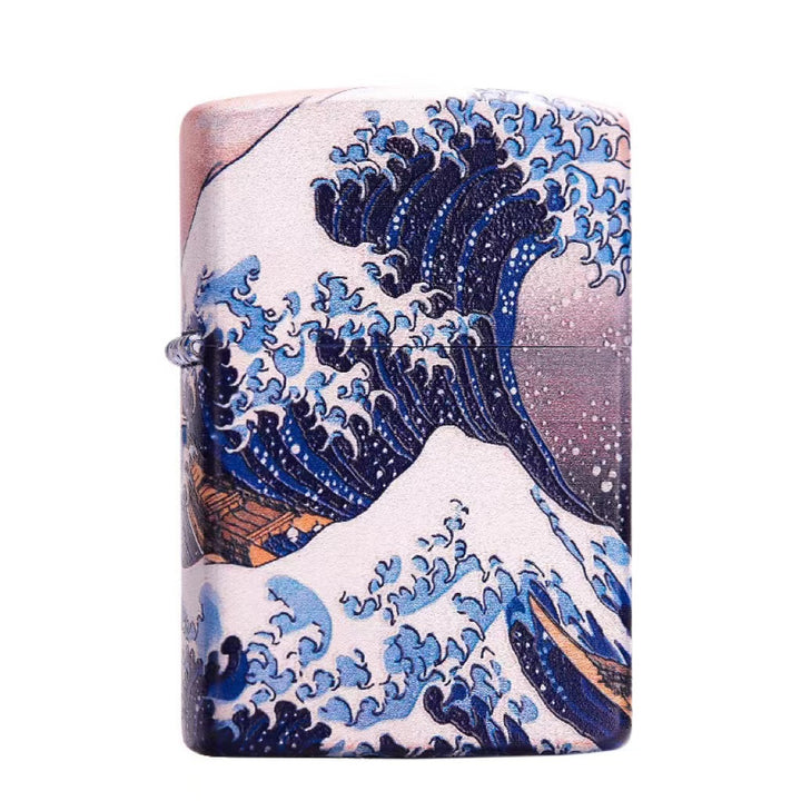 Kanagawa Surf Windproof Lighter with Time Sense