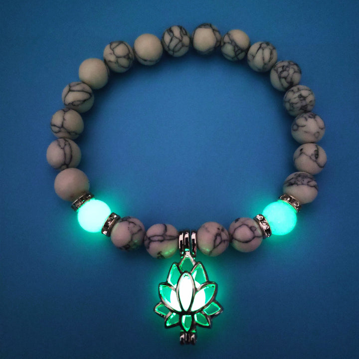 Energy Luminous Lotus Natural Stone Bracelet Yoga Healing Luminous Glow In The Dark Charm Beads Bracelet For Men Women Prayer Buddhism