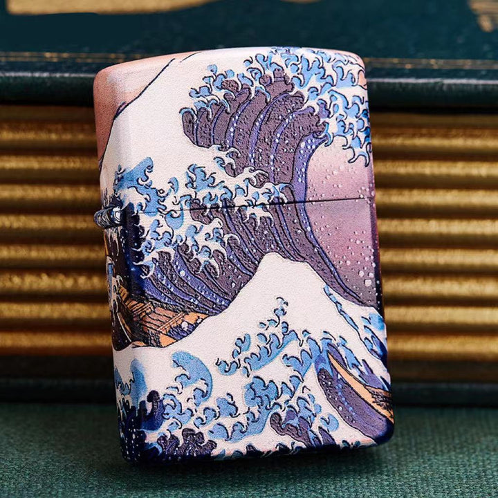 Kanagawa Surf Windproof Lighter with Time Sense