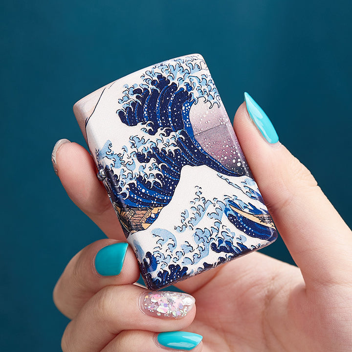 Kanagawa Surf Windproof Lighter with Time Sense